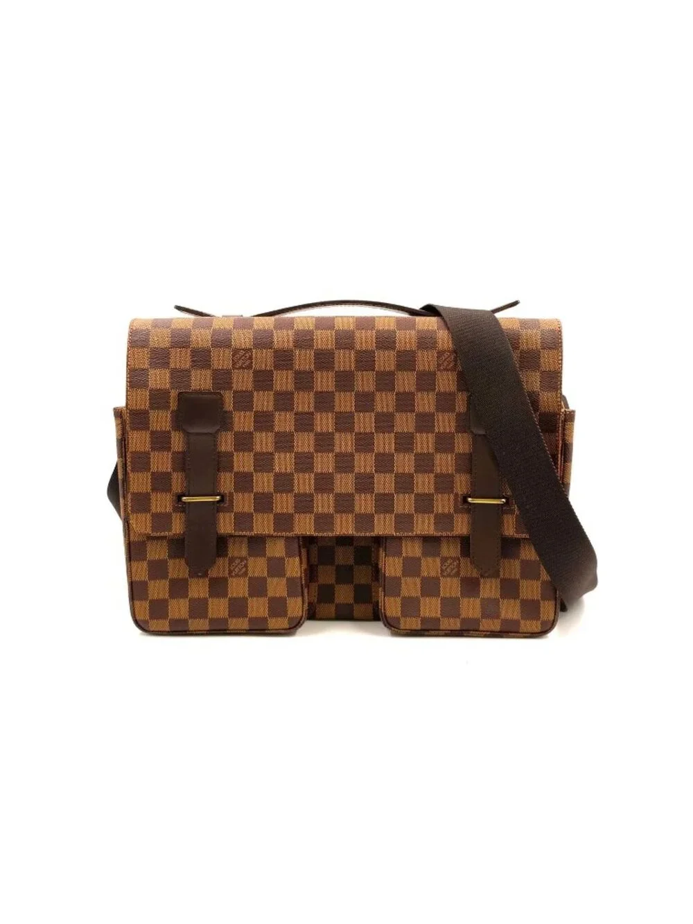 Louis Vuitton Broadway Damier Ebene Leather Brown Shoulder Bag Gold
